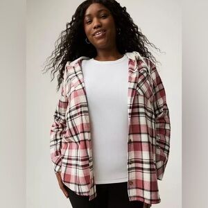 Torrid Pink and Black Plaid Shirt